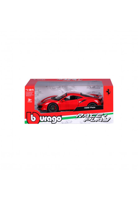 Bburago - RACE+PLAY Ferrari 488 Pista, červená, 1:24