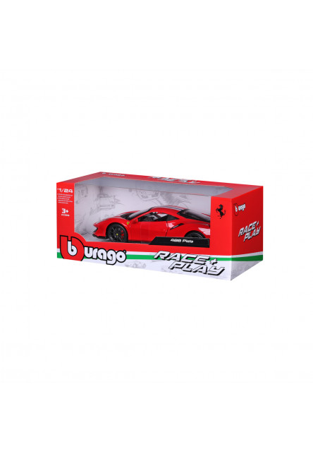 Bburago - RACE+PLAY Ferrari 488 Pista, červená, 1:24