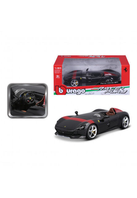 Bburago - RACE + PLAY, Ferrari Monza SP1, čierna, 1:24