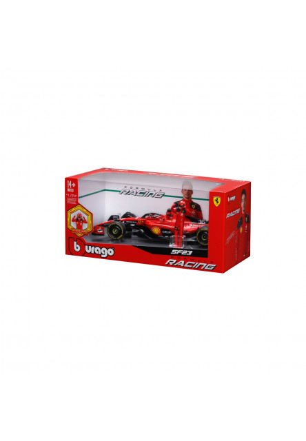 Bburago - FORMULA RACING, F1 Ferrari SF-23 (2023) s figúrkou jazdca, #16 Charles Leclerc, 1:24