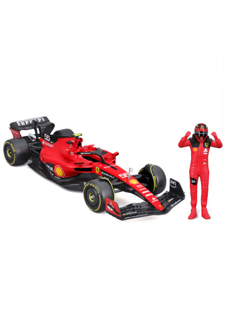 Bburago - FORMULA RACING, F1 Ferrari SF-23 (2023) s figúrkou jazdca, #55 Carlos Sainz, 1:24