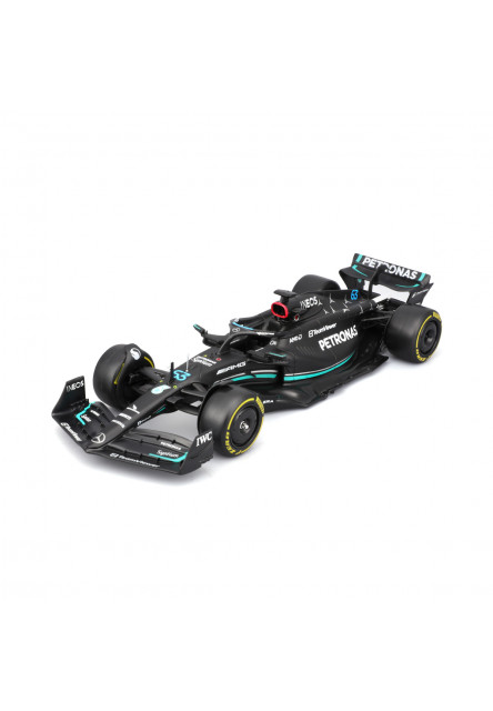 Bburago – RACE Formula F1 s figúrkou jazdca, Mercedes-AMG W14 E Performance (2023) #63 Russell, 1:24