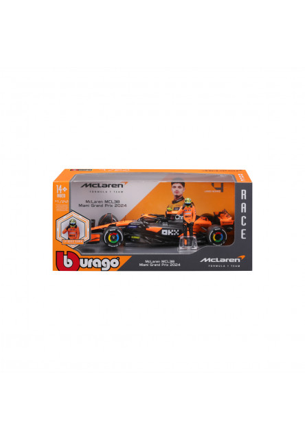 Bburago - RACE Formula F1, McLaren F1 Team MCL38 (2024), 4 Lando Norris, 1:24