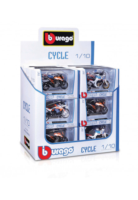 Bburago - Motocykel, CYCLE, displej 18ks, 1:18, assort