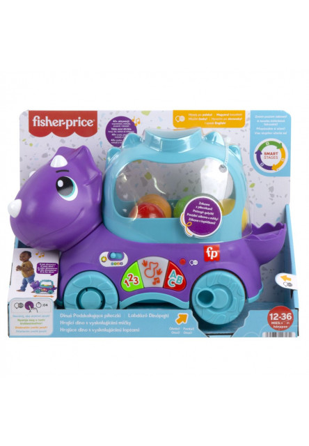 Fisher Price hrajúce Dino s vyskakujúcimi loptami CZ/SK/ENG/HU/PL
