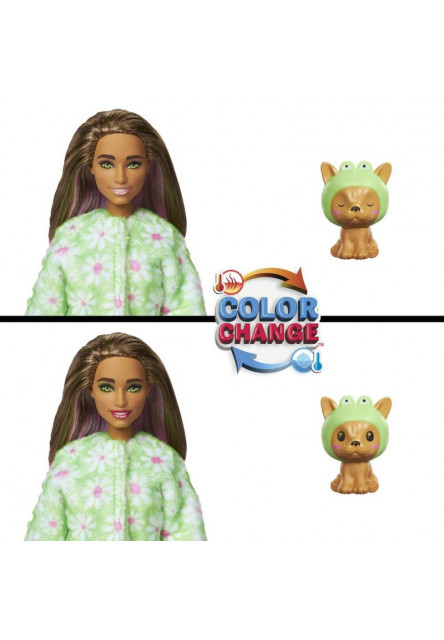 Barbie CUTIE REVEAL Barbie v kostýme - psík v zelenom kostýme žabky 
