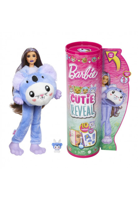 Barbie CUTIE REVEAL Barbie v kostýme - zajačik vo fialovom kostýme koaly 