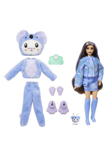 Barbie CUTIE REVEAL Barbie v kostýme - zajačik vo fialovom kostýme koaly 