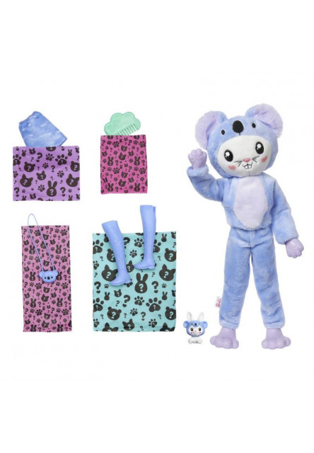 Barbie CUTIE REVEAL Barbie v kostýme - zajačik vo fialovom kostýme koaly 