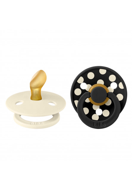 BIBS STUDIO Colour Polka anatomické cumlíky z prírodného kaučuku 2ks - veľkosť 1 (Blossom / Candy Apple)