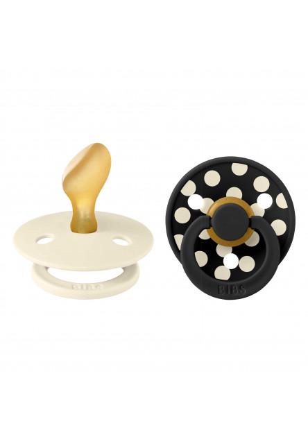 BIBS STUDIO Colour Polka anatomické cumlíky z prírodného kaučuku 2ks - veľkosť 2 (Blossom / Candy Apple)