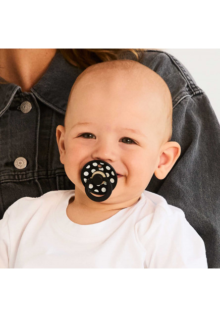 BIBS STUDIO Colour Polka anatomické cumlíky z prírodného kaučuku 2ks - veľkosť 2 (Ivory / Black)