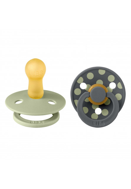 BIBS STUDIO Colour Polka cumlíky z prírodného kaučuku 2ks - veľkosť 1 (Baby Blue / Steel Blue)