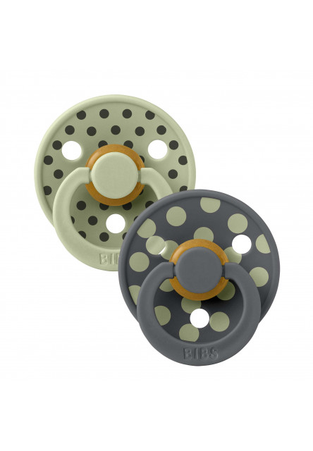 BIBS STUDIO Colour Polka cumlíky z prírodného kaučuku 2ks - veľkosť 1 (Baby Pink / Mocha)