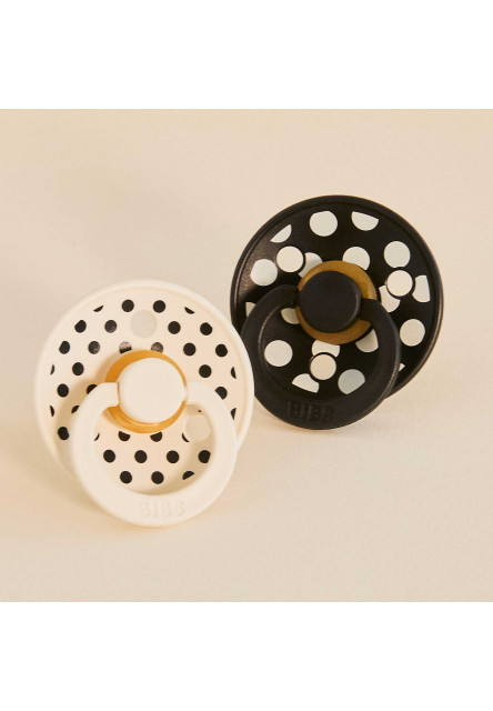 BIBS STUDIO Colour Polka cumlíky z prírodného kaučuku 2ks - veľkosť 1 (Ivory / Black)