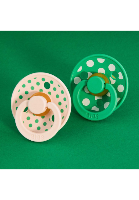 BIBS STUDIO Colour Polka cumlíky z prírodného kaučuku 2ks - veľkosť 1 (Sage / Iron)