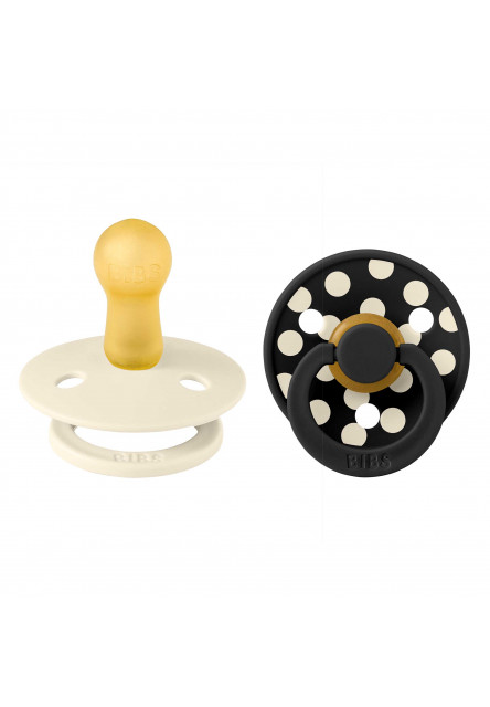 BIBS STUDIO Colour Polka cumlíky z prírodného kaučuku 2ks - veľkosť 2 (Ivory / Black)