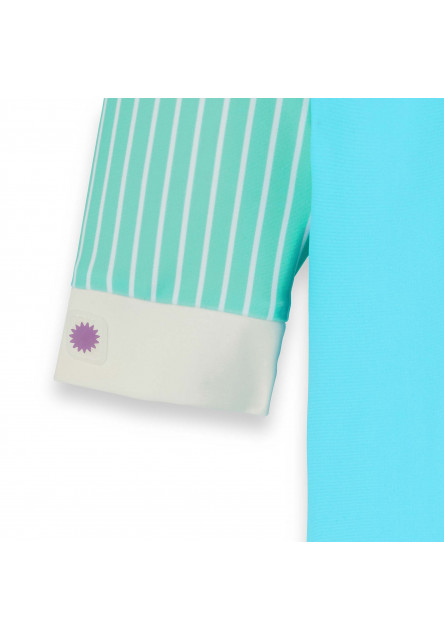 KiETLA ICONIK plavkový overal s UV ochranou - Blue Stripes (2-4 roky)