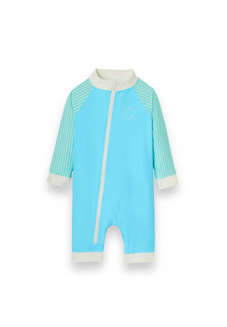 KiETLA ICONIK plavkový overal s UV ochranou - Blue Stripes (18-24 mesiacov)