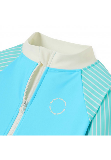 KiETLA ICONIK plavkový overal s UV ochranou - Blue Stripes (18-24 mesiacov)