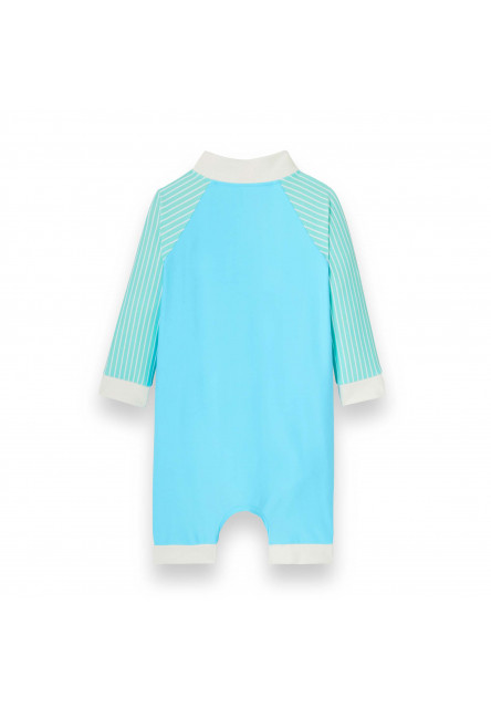 KiETLA ICONIK plavkový overal s UV ochranou - Blue Stripes (18-24 mesiacov)