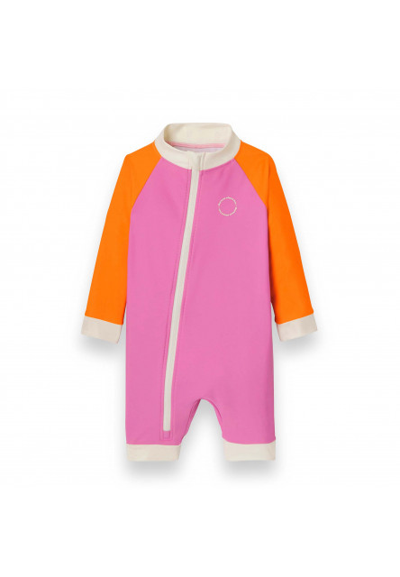 KiETLA ICONIK plavkový overal s UV ochranou - Pink Red (12-18 mesiacov)