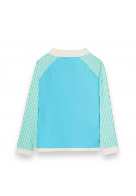 KiETLA ICONIK plavky s UV ochranou - tričko s dlhým rukávom - Blue Stripes (6-8 rokov)