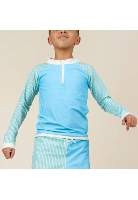 KiETLA ICONIK plavky s UV ochranou - tričko s dlhým rukávom - Blue Stripes (2-4 roky)