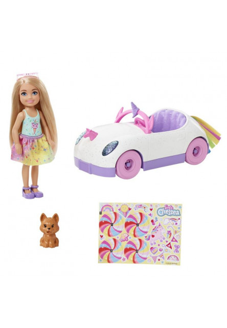 Barbie Chelsea a kabriolet s nálepkami 