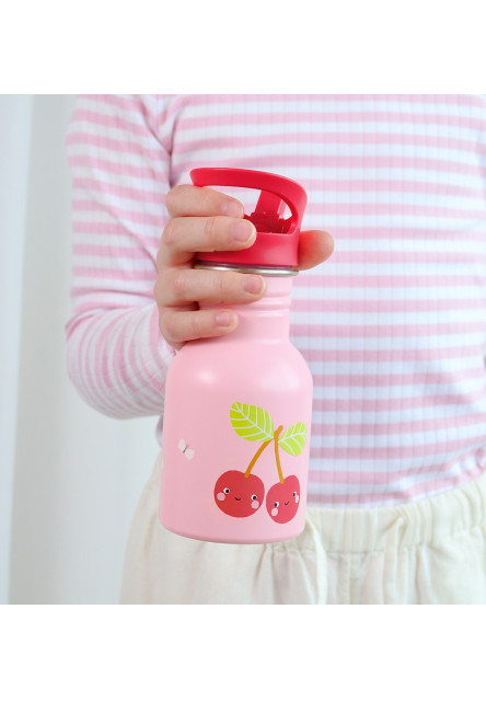 A Little Lovely Company – antikorová jednostenná fľaša na pitie, 350 ml – veselé čerešničky