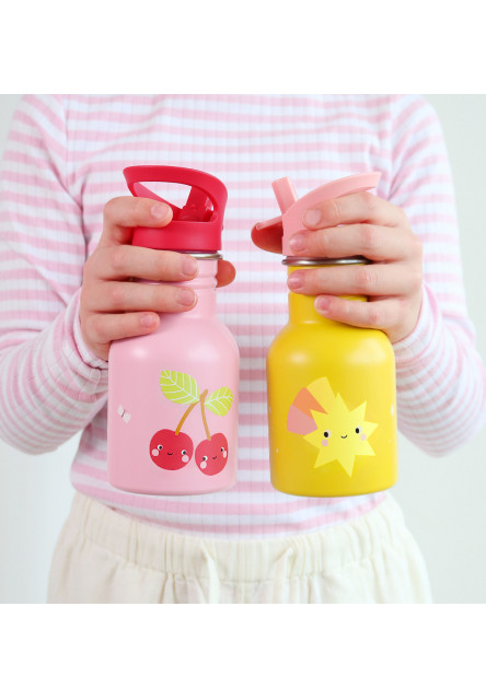 A Little Lovely Company – antikorová jednostenná fľaša na pitie, 350 ml – veselé čerešničky