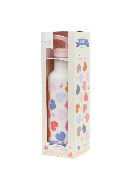 A Little Lovely Company – antikorová fľaša na pitie, 500 ml – srdce