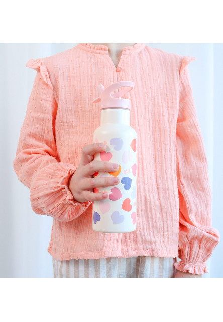 A Little Lovely Company – antikorová fľaša na pitie, 500 ml – srdce