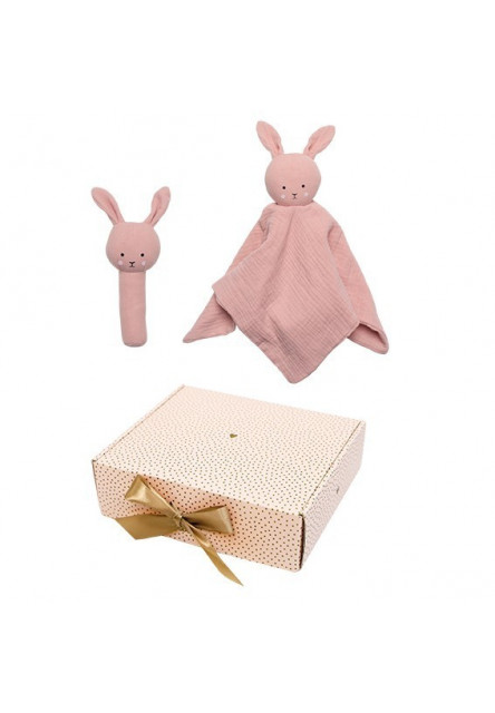 Darčeková sada s hrkálkou Bunny Pink