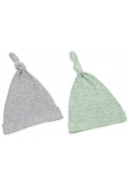 Detské čiapky 0-2 mesiace - súprava dvoch kusov pastelová sivá / pastelová mintovou Sleepee