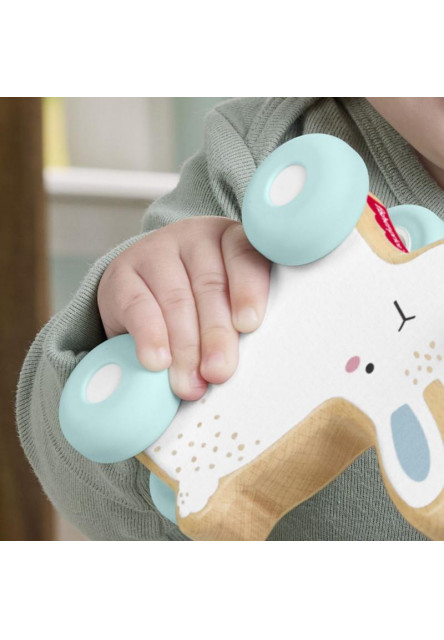 Fisher Price drevený zajačik na kolieskach 