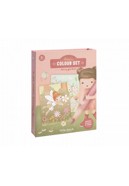Omaľovánky s pastelkami a samolepkami Rosa Fairy Garden