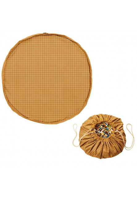 Noomad original Hracia deka a Vak na hračky organic Grid Mustard