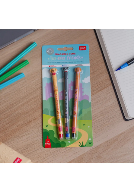Sada gumovacích pier Legami Set Of 3 Erasable Gel Pens - Secret Bts 2026 4 - 0,7 Mm - Red/Black/Pink Ink