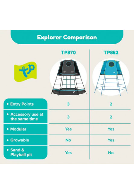 TP Explorer kovová preliezačka s plošinou a úkrytom