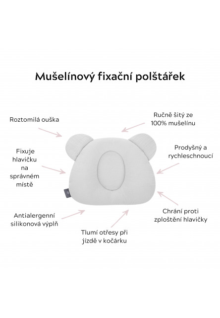 Mušelínový fixační polštář Sleepee Love béžový se srdíčky