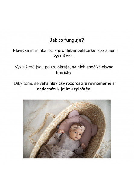 Mušelínový fixační polštář Sleepee Love béžový se srdíčky