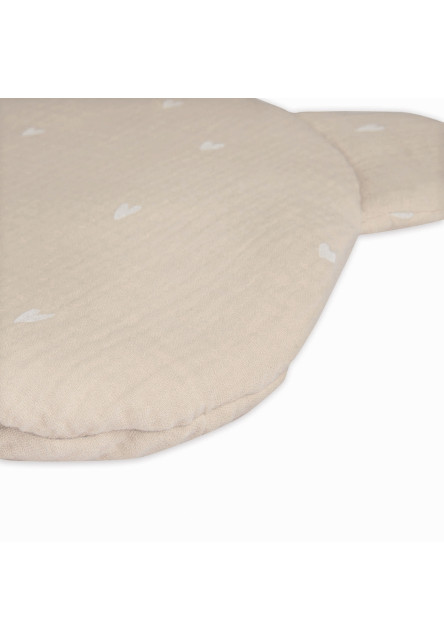 Mušelínový plochý polštář Teddy Bear Sleepee Love béžový se srdíčky