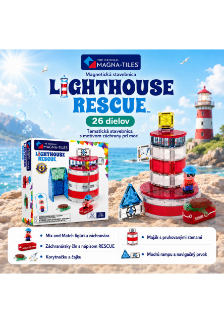 Magnetická stavebnica Lighthouse Rescue 26 dielov