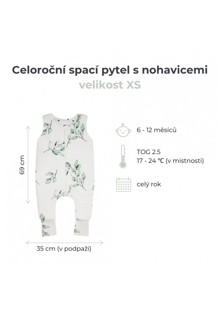 Celoroční spací pytel s nohavicemi Sleepee Blossom XS 6-12 měsíců