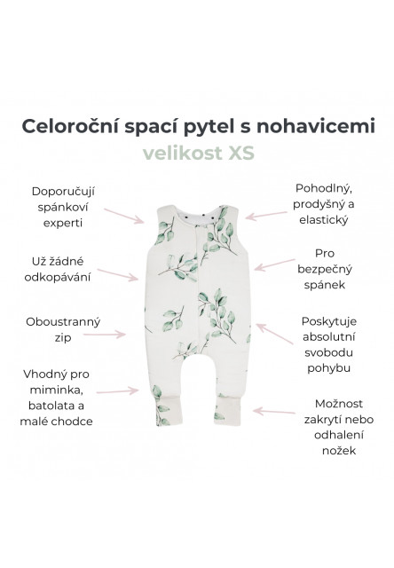Celoroční spací pytel s nohavicemi Sleepee Meadow XS 6-12 měsíců