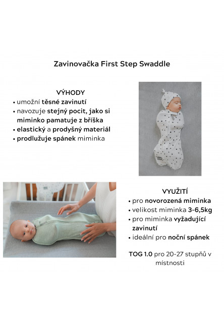 Zavinovačka Sleepee First Step Swaddle s čepičkou zdarma Blossom