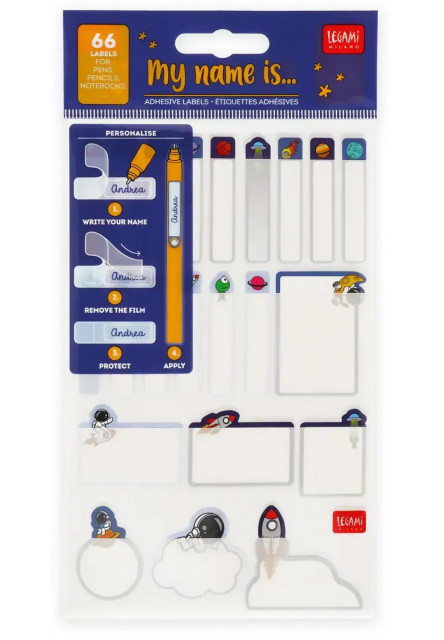Menovky Legami My Name Is… - Set Of 66 Adhesive Labels - Space