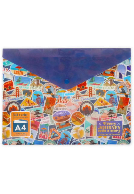 Dosky Legami Fold & Order - Document Folder - Travel - Stickers