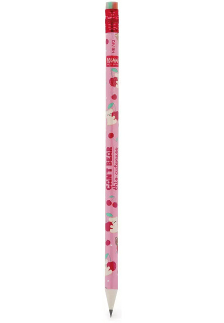Ceruzka Legami I Used To Be A Newspaper - Recycled Paper Pencil - Teddy Bear - Cherry - Hb Lead